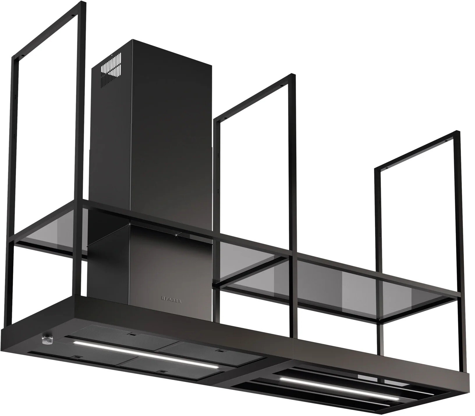 Faber TSHIS70BK600 70 inch T-Shelf Island Range Hood with 600 CFM, Tunable White LED Lighting, Intensive Speed and Mesh Filter in Matte Black