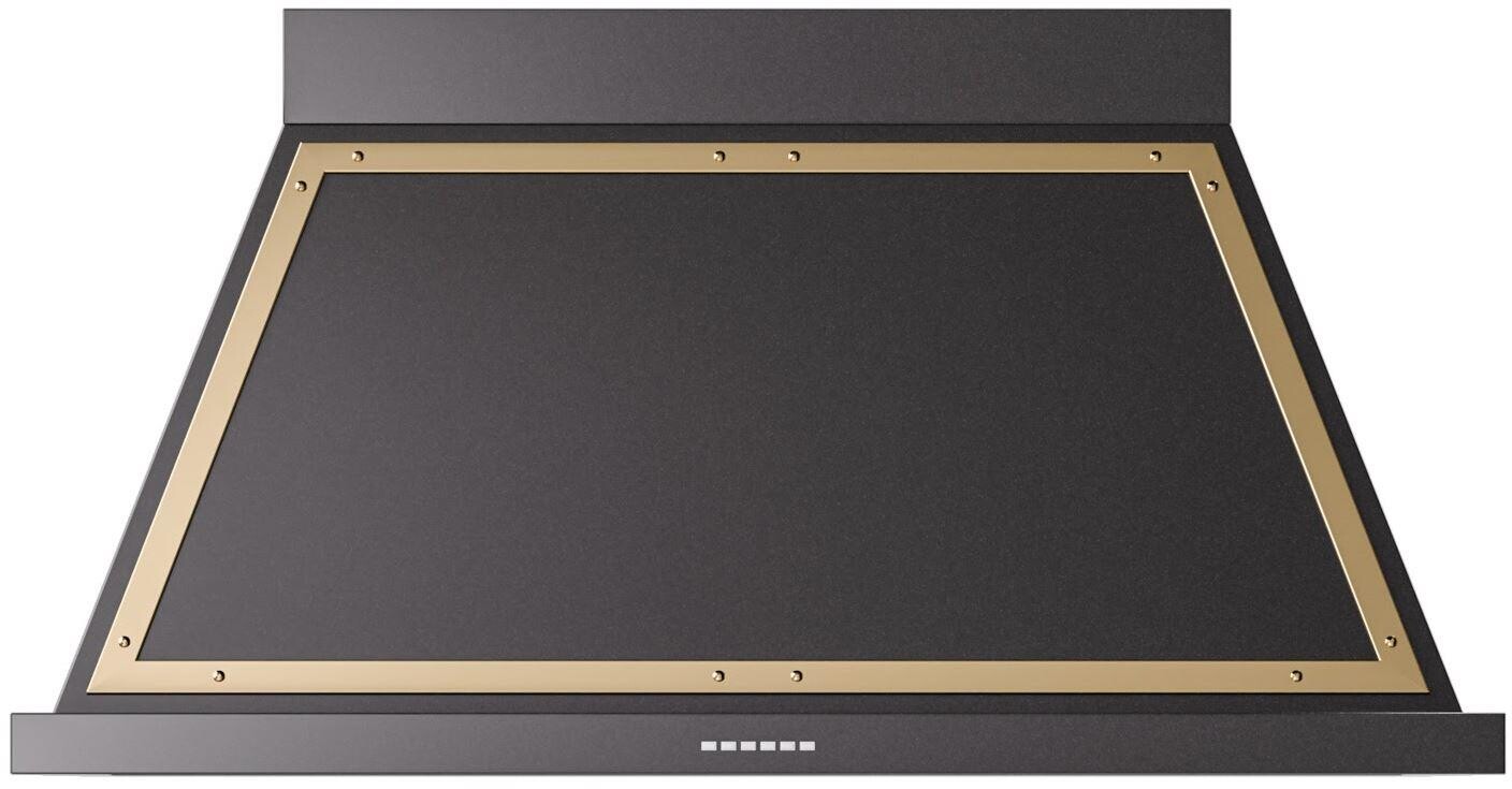ILVE UANB48BKG Nostalgie II Noblesse 48 inch Range Hood with 600 CFM (Glossy Black, Brass)