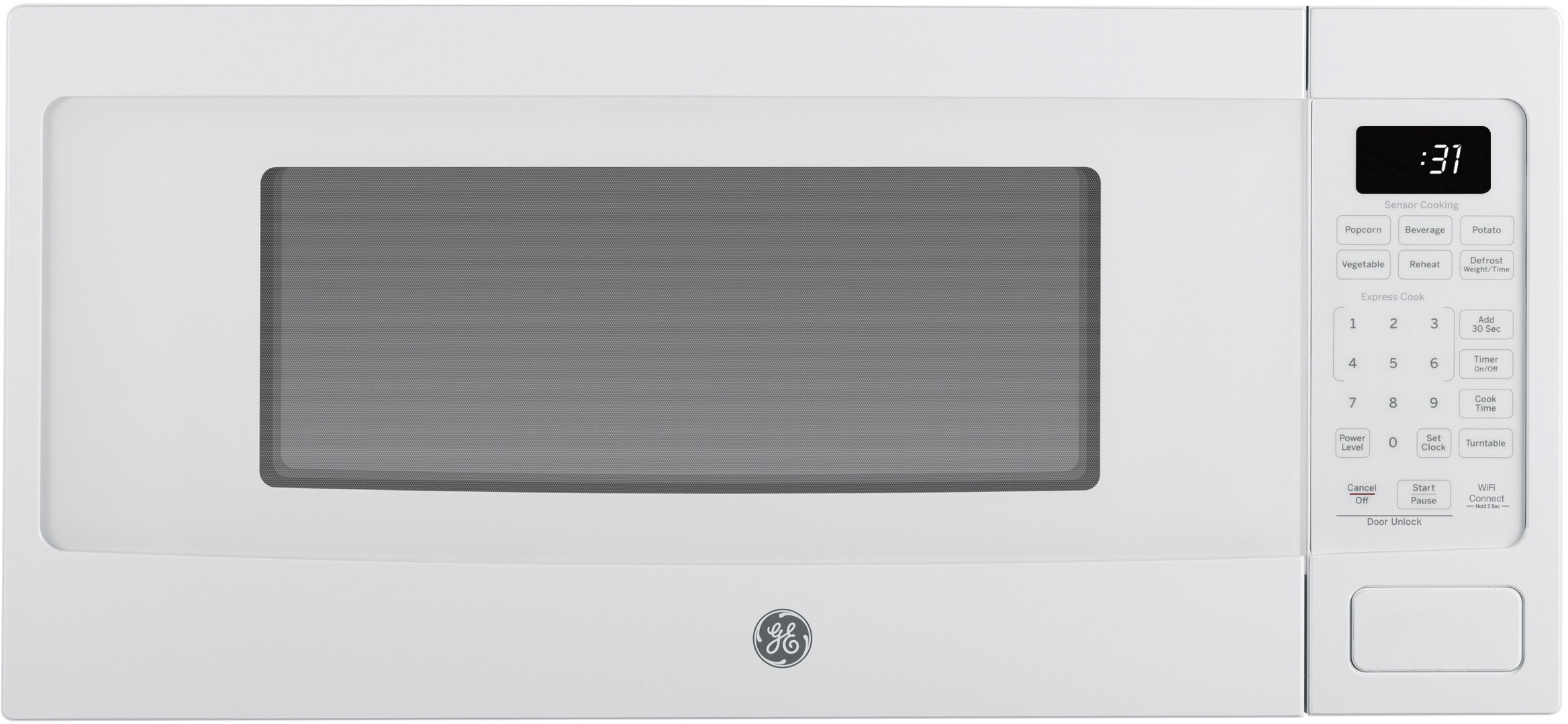 GE Profile PCHK11S1WWW 24 inch Countertop Microwave with 1.1 cu. ft. Capacity, 800 Watts Cooking Power, Child Lock (White)