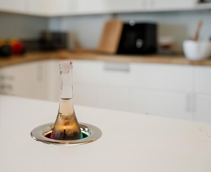 U-Line UCC2A 7 inch U-Chill Plus In-Counter Cooling Cylinder with Smart-Touch Crown, Interactive LED Lighting and Dry Cooling in Stainless Steel