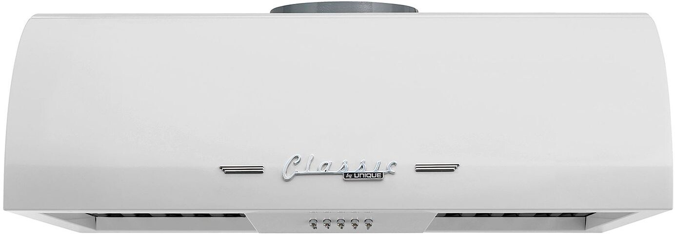Unique Appliances UGP24CRRHW Classic Retro 24 inch Under Cabinet Range Hood with 500 CFM, LED Lighting, and Stainless Steel Baffle Filters (Marshmallow White)