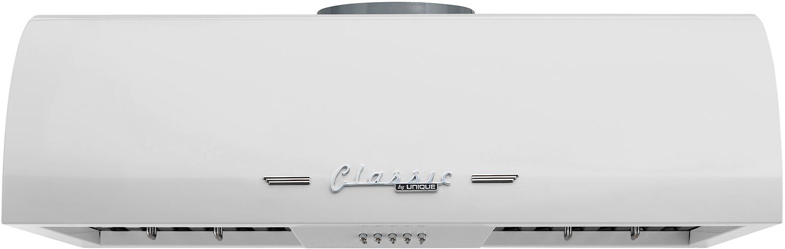 Unique Appliances UGP30CRRHW Classic Retro 30 inch Under Cabinet Range Hood with 700 CFM, LED Lighting, and Stainless Steel Baffle Filters (Marshmallow White)