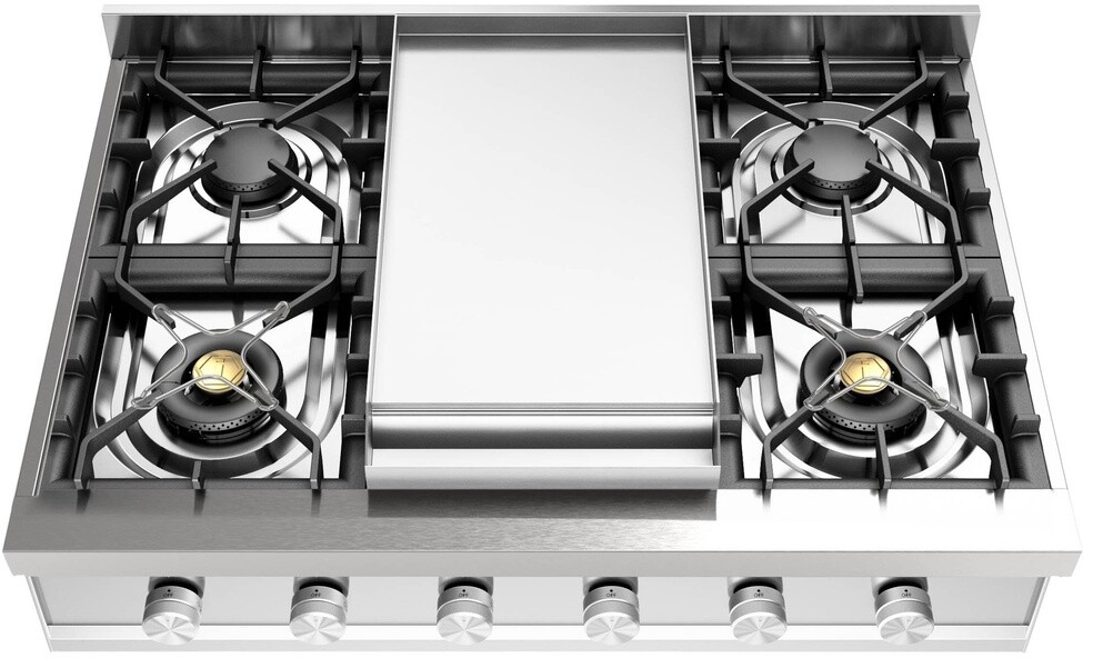 ILVE UHCP36FSSLP Professional Plus II 36 inch Built-In Gas Rangetop with Griddle, in Stainless Steel  (Liquid Propane)