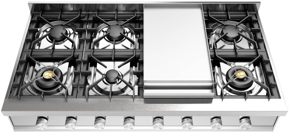 ILVE UHCP48FSSLP Professional Plus II 48 inch Built-In Gas Rangetop with Griddle, in Stainless Steel  (Liquid Propane)