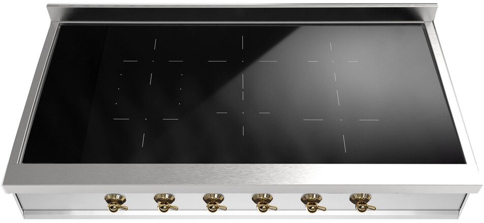 Ilve UHCPI486NSSG 48 Inch Built-In Induction Rangetop With 6 Elements, Stainless Steel, Residual Heat Indicator, Timer, Child Safety