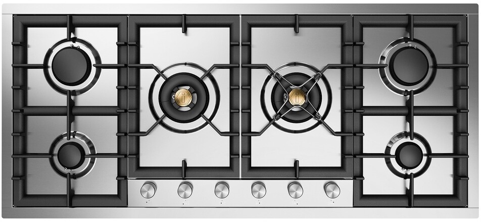 ILVE UHCPT125SSLP Professional Plus II 48 inch Built-In Gas Cooktop with Total Black Brass Burners, in Stainless Steel (6 Sealed Burners, Liquid Propane)