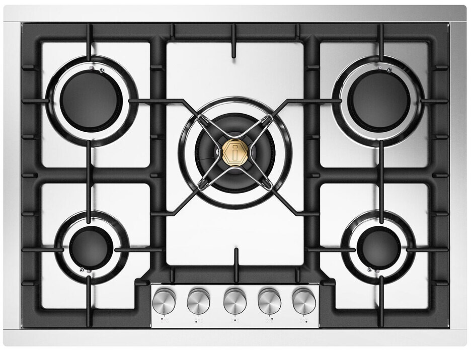 ILVE UHCPT75SS Professional Plus II 30 inch Built-In Gas Cooktop with 5 Burners, in Stainless Steel (Natural Gas)