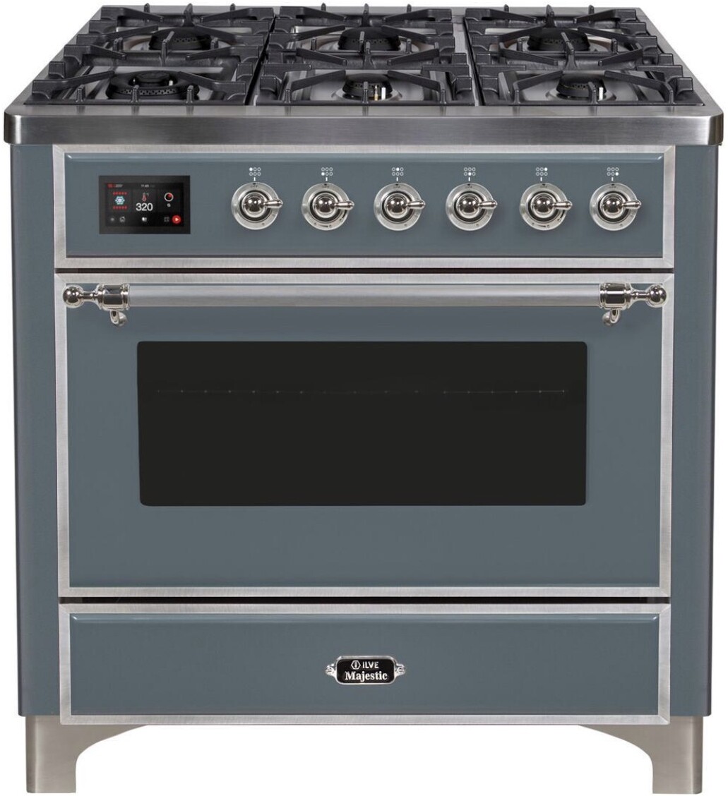 Majestic II 36"" Dual Fuel Liquid Propane Range - Ilve UM09FDNS3BGCLP