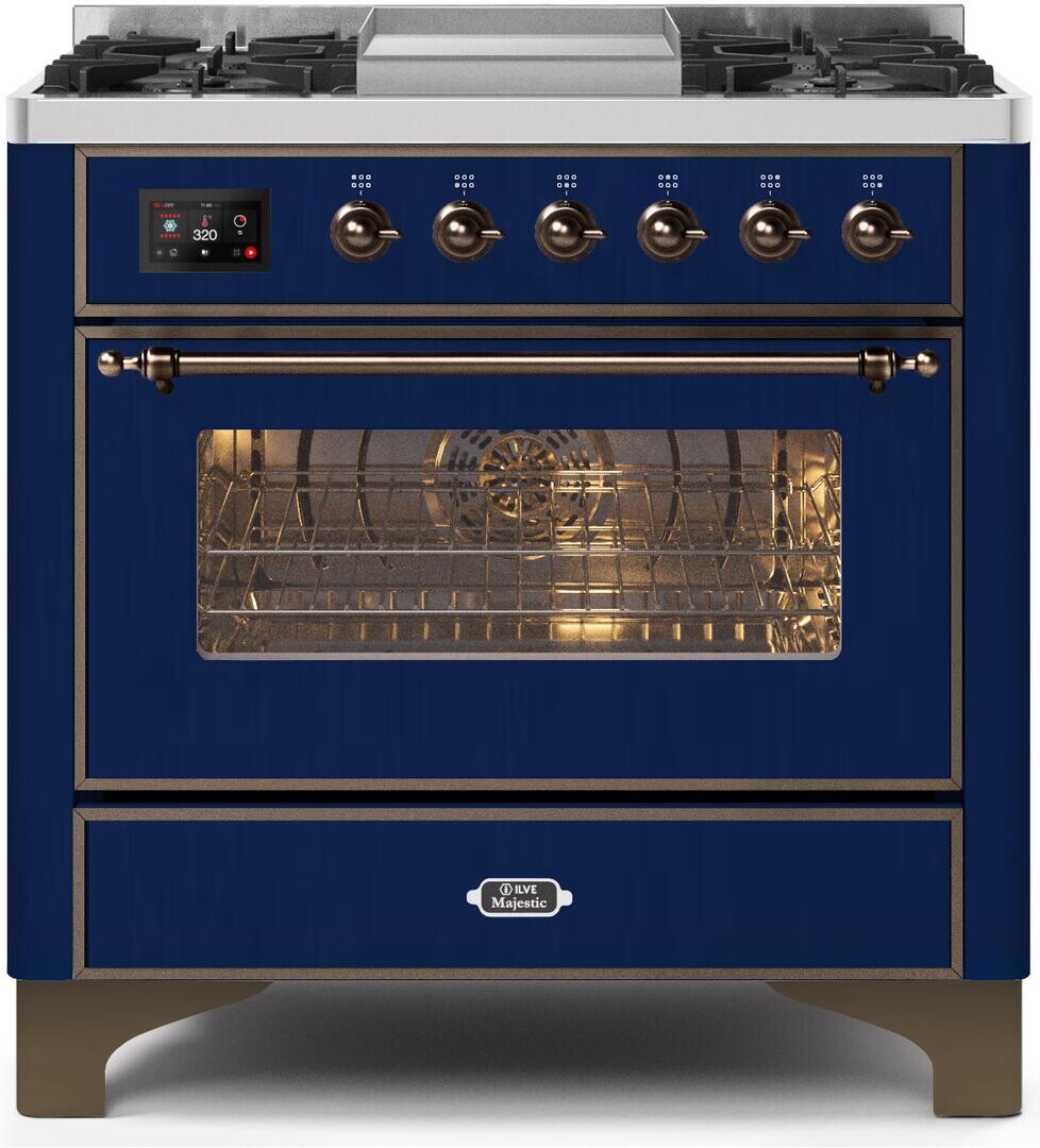 Majestic II 36"" Dual Fuel Liquid Propane Range - Ilve UM09FDNS3MBBLP