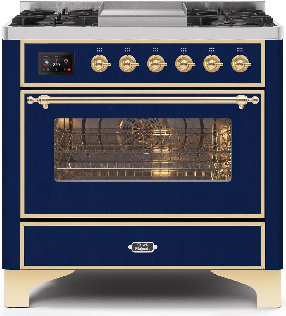 Majestic II 36"" Dual Fuel Liquid Propane Range - Ilve UM09FDNS3MBGLP