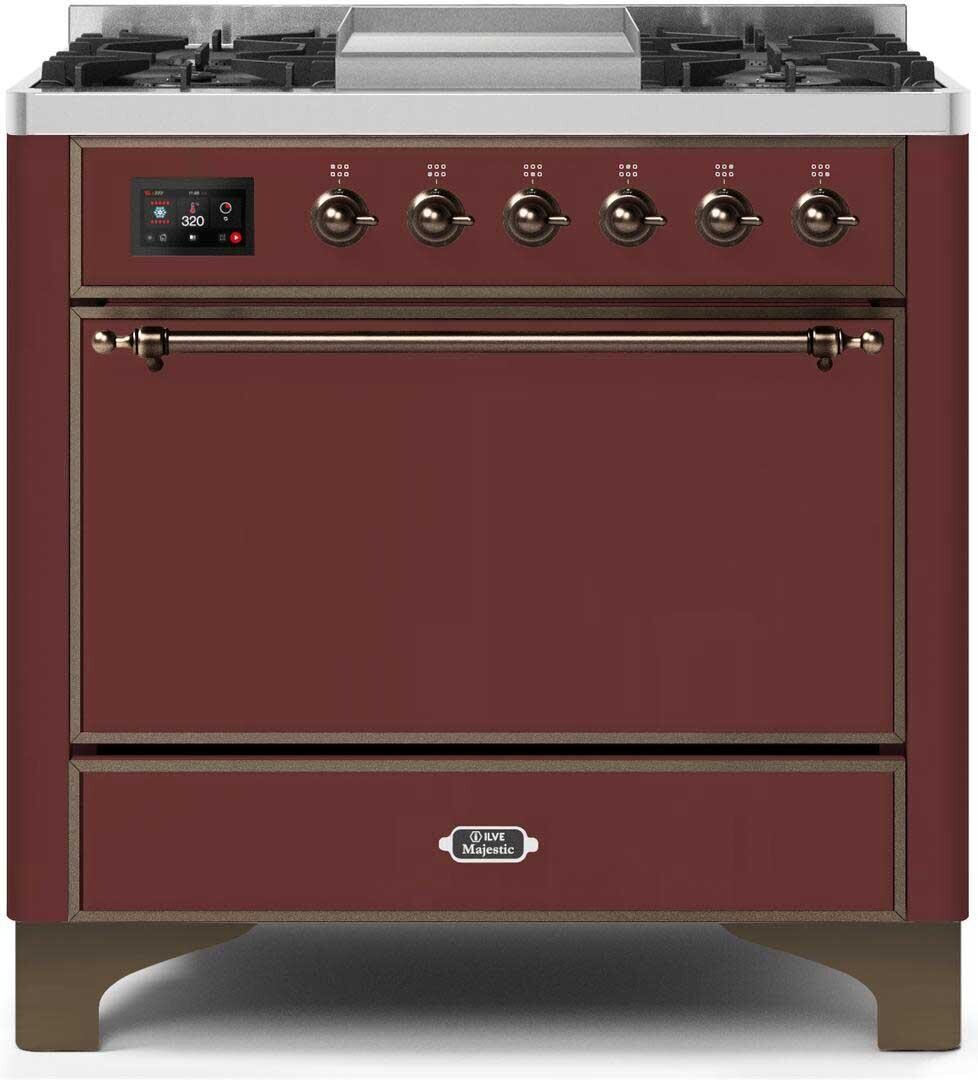 Majestic II 36"" Dual Fuel Liquid Propane Range - Ilve UM09FDQNS3BUBLP