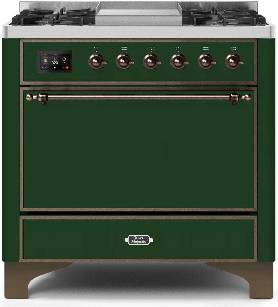 Majestic II 36"" Dual Fuel Liquid Propane Range - Ilve UM09FDQNS3EGBLP