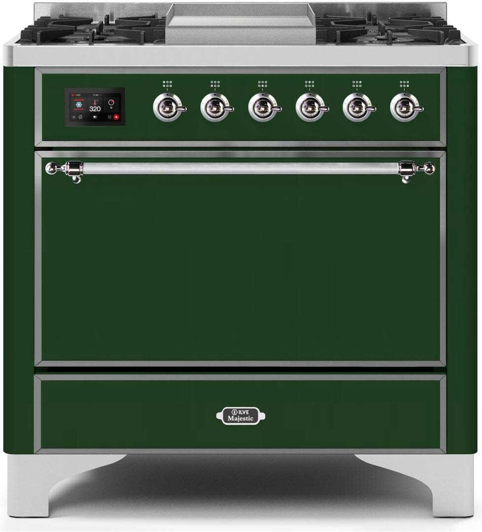 Majestic II 36"" Dual Fuel Liquid Propane Range - Ilve UM09FDQNS3EGCLP