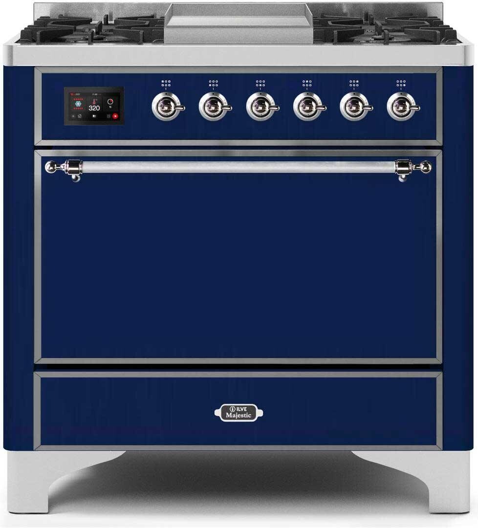 Majestic II 36"" Dual Fuel Liquid Propane Range - Ilve UM09FDQNS3MBCLP