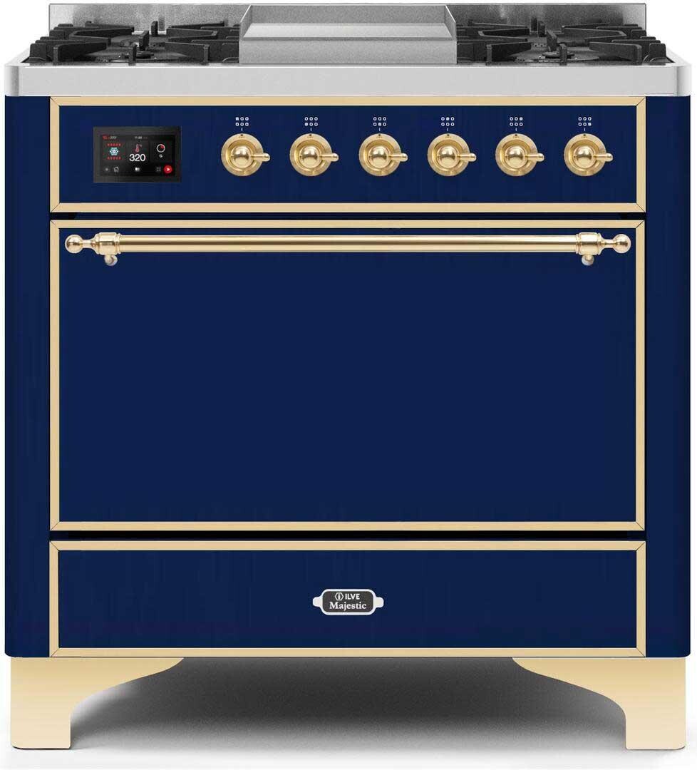 Majestic II 36"" Dual Fuel Liquid Propane Range - Ilve UM09FDQNS3MBGLP