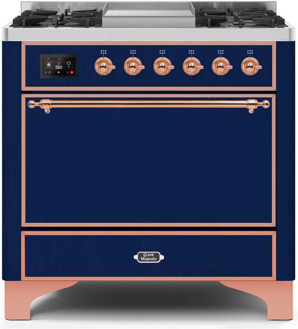 Majestic II 36"" Dual Fuel Liquid Propane Range - Ilve UM09FDQNS3MBPLP