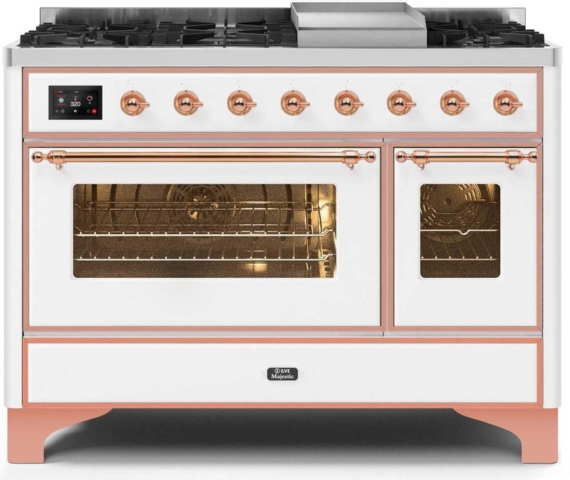 Majestic II 48"" Dual Fuel Natural Gas Range - Ilve UM12FDNS3WHP