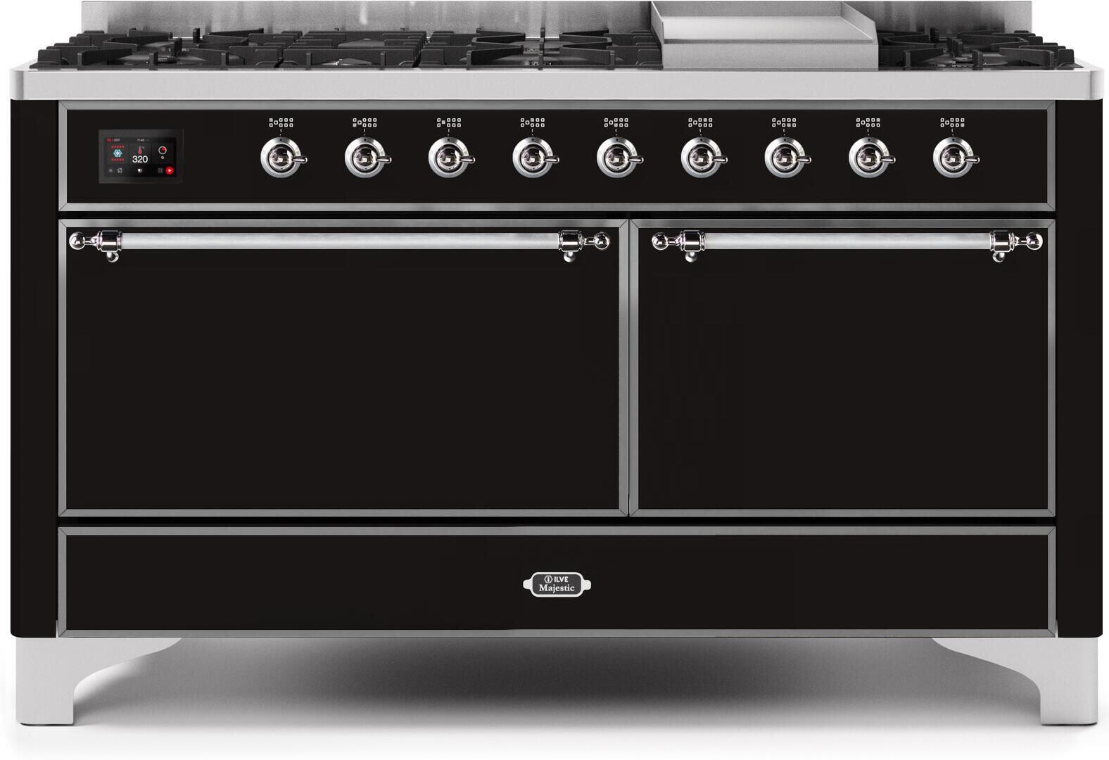 Majestic II 60"" Dual Fuel Liquid Propane Range - Ilve UM15FDQNS3BKCLP