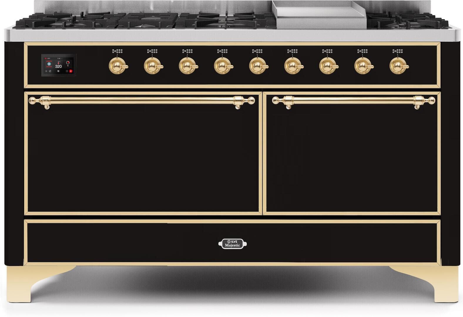 Majestic II 60"" Dual Fuel Natural Gas Range - Ilve UM15FDQNS3BKG