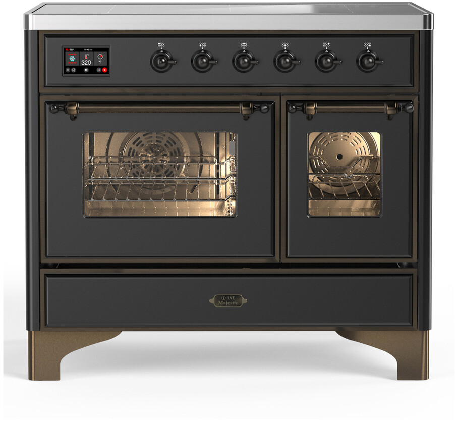 ILVE UMDIB40NR3MGB Majestic III 40 inch Induction Range with 6 Elements, 3.82 cu. ft. Total Oven Capacity (Triple Glass Door, Graphite Matte, Burnished)