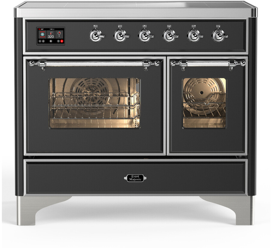 ILVE UMDIB40NR3MGC Majestic III 40 inch Induction Range with 6 Elements, 3.82 cu. ft. Total Oven Capacity (Triple Glass Door, Graphite Matte, Chrome)
