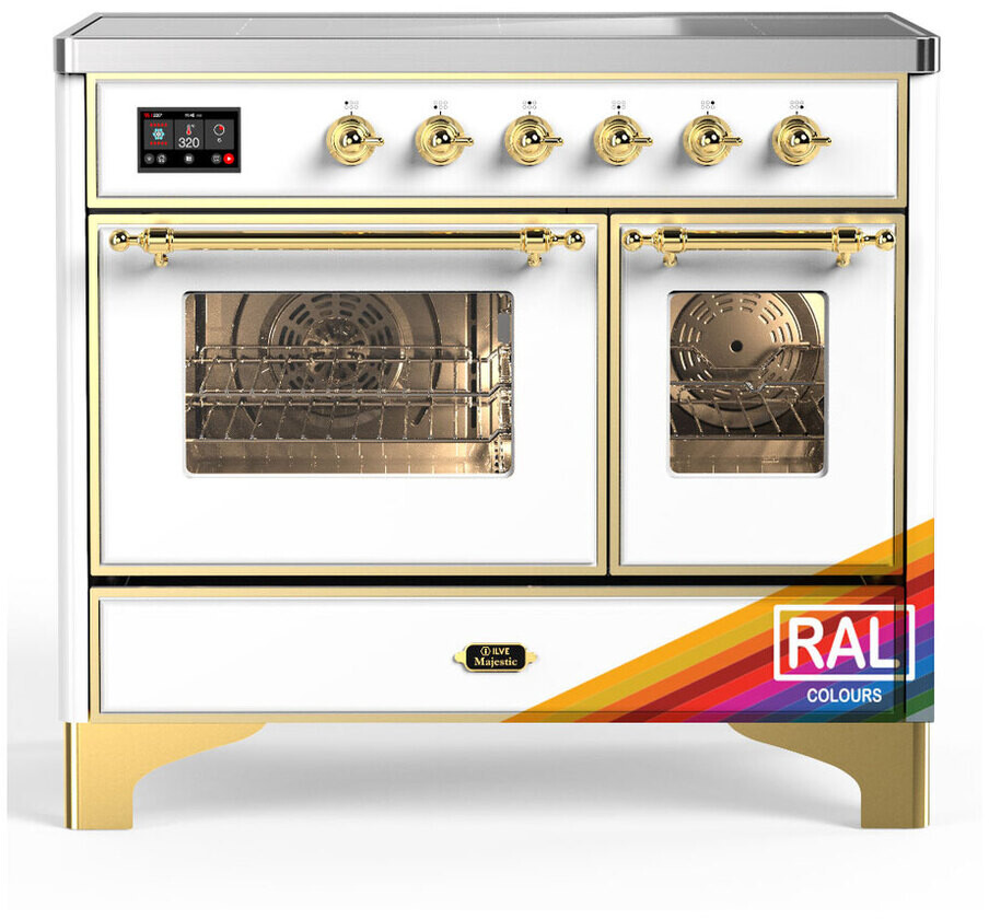 ILVE UMDIB40NR3RAG Majestic III 40 inch Induction Range with 6 Elements, 3.82 cu. ft. Total Oven Capacity (Triple Glass Door, RAL, Brass)