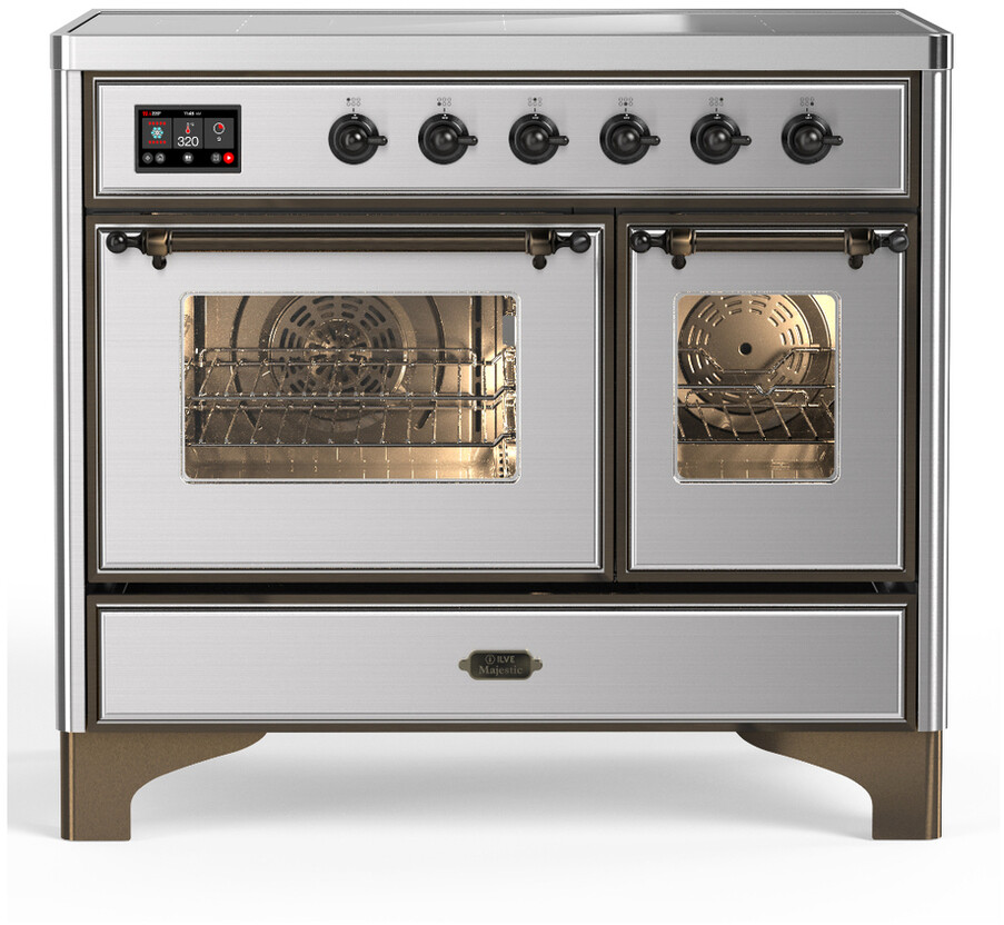ILVE UMDIB40NR3SSB Majestic III 40 inch Induction Range with 6 Elements, 3.82 cu. ft. Total Oven Capacity (Triple Glass Door, Stainless Steel, Burnished)