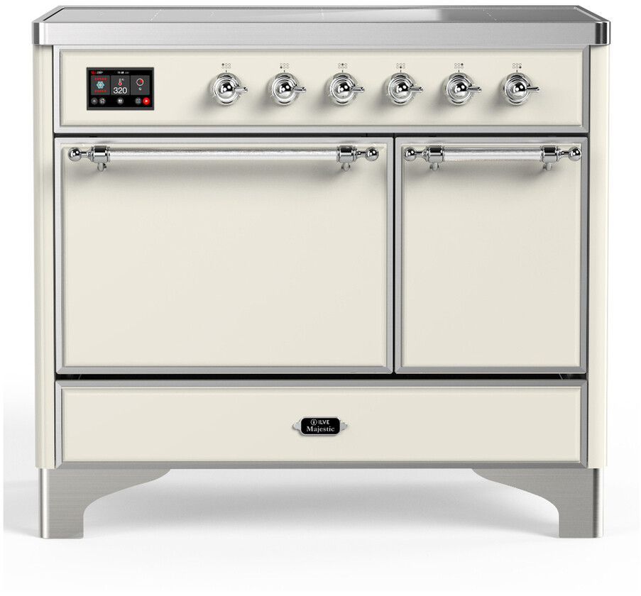 ILVE UMDIB40QNR3AWC Majestic III 40 inch Induction Range with 6 Elements, 3.82 cu. ft. Total Oven Capacity (Solid Door, Antique White, Chrome)
