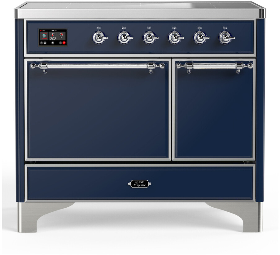 ILVE UMDIB40QNR3MBC Majestic III 40 inch Induction Range with 6 Elements, 3.82 cu. ft. Total Oven Capacity (Solid Door, Midnight Blue, Chrome)