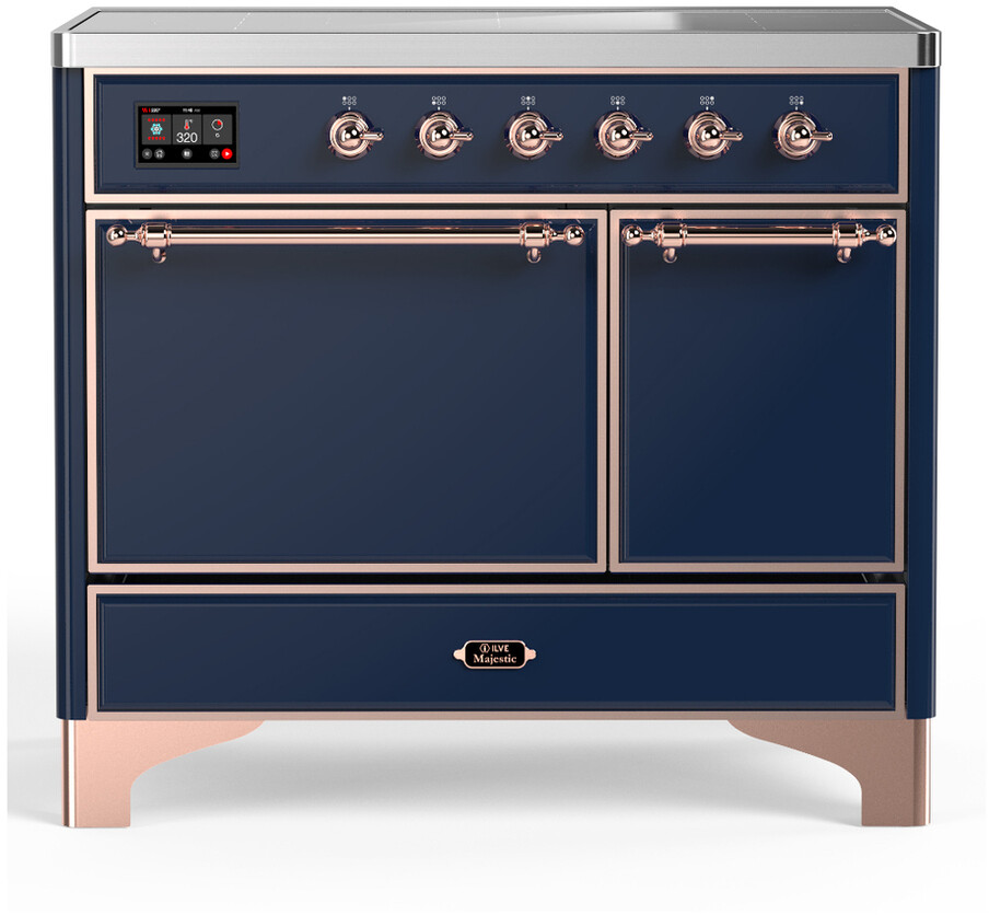 ILVE UMDIB40QNR3MBP Majestic III 40 inch Induction Range with 6 Elements, 3.82 cu. ft. Total Oven Capacity (Solid Door, Midnight Blue, Copper)