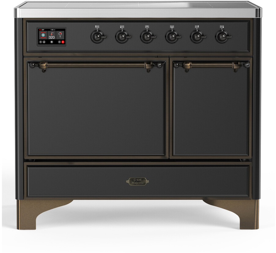 ILVE UMDIB40QNR3MGB Majestic III 40 inch Induction Range with 6 Elements, 3.82 cu. ft. Total Oven Capacity (Solid Door, Graphite Matte, Burnished)