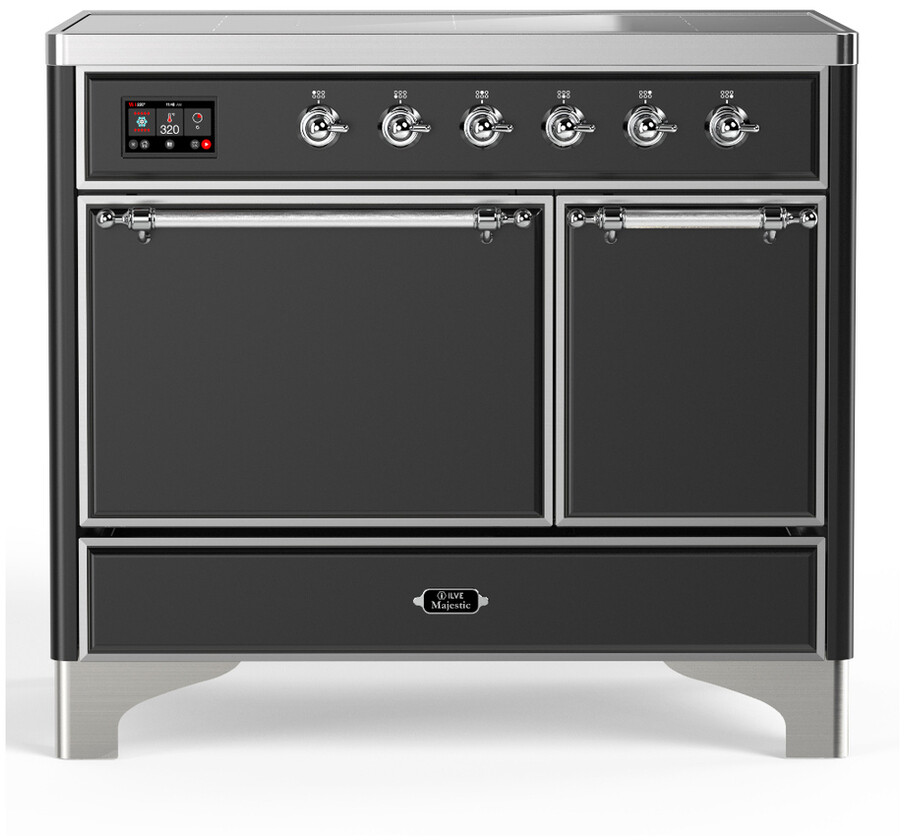 ILVE UMDIB40QNR3MGC Majestic III 40 inch Induction Range with 6 Elements, 3.82 cu. ft. Total Oven Capacity (Solid Door, Graphite Matte, Chrome)
