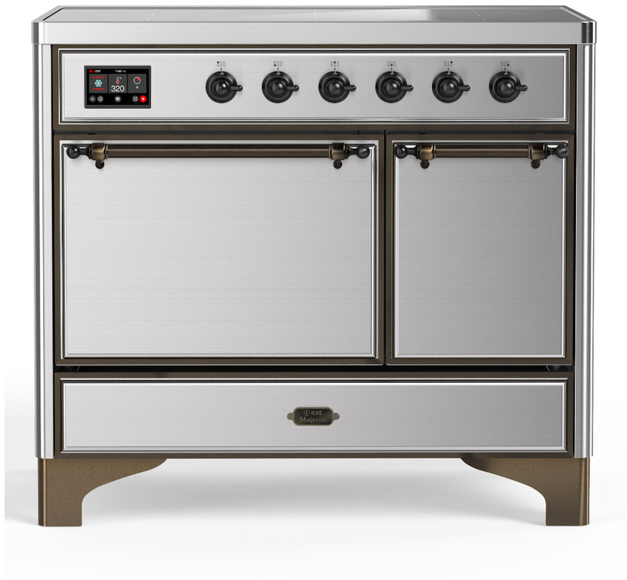 ILVE UMDIB40QNR3SSB Majestic III 40 inch Induction Range with 6 Elements, 3.82 cu. ft. Total Oven Capacity (Solid Door, Stainless Steel, Burnished)