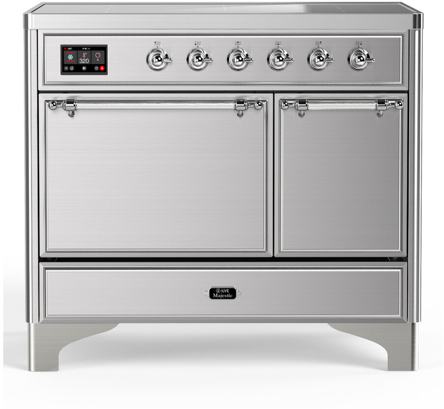 ILVE UMDIB40QNR3SSC Majestic III 40 inch Induction Range with 6 Elements, 3.82 cu. ft. Total Oven Capacity (Solid Door, Stainless Steel, Chrome)