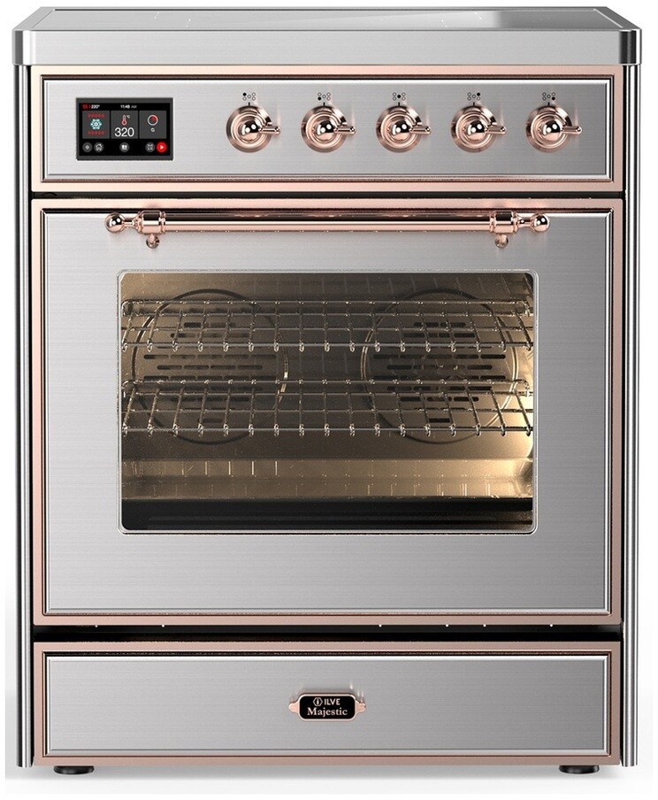 ILVE UMIB30NR3SSP Majestic III 30 inch Induction Range with 4 Elements, 4 cu. ft. Oven Capacity (Triple Glass Door, Stainless Steel, Copper)