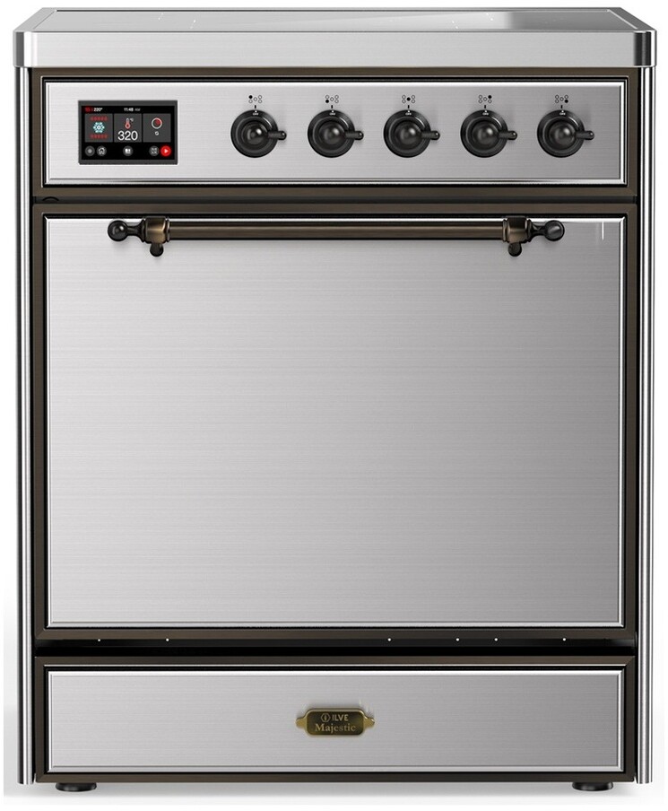 ILVE UMIB30QNR3SSB Majestic III 30 inch Induction Range with 4 Elements, 4 cu. ft. Oven Capacity (Solid Door, Stainless Steel, Burnished)