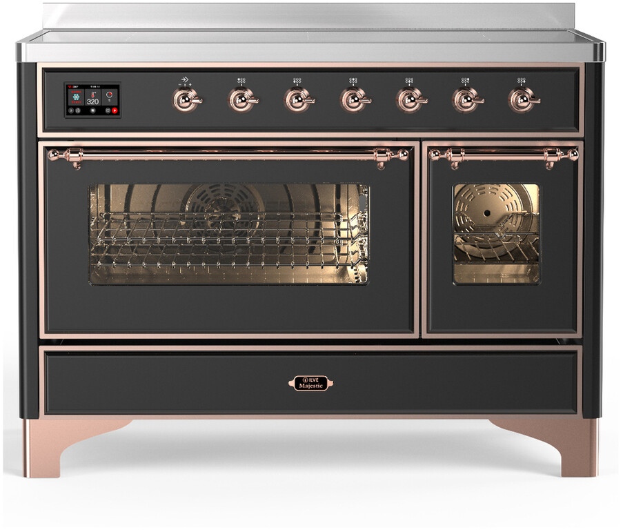 ILVE UMIB48NR3MGP Majestic III 48 inch Induction Range with 6 Elements, 5.02 cu. ft. Total Dual Oven Capacity (Triple Glass Door, Graphite Matte, Copper)