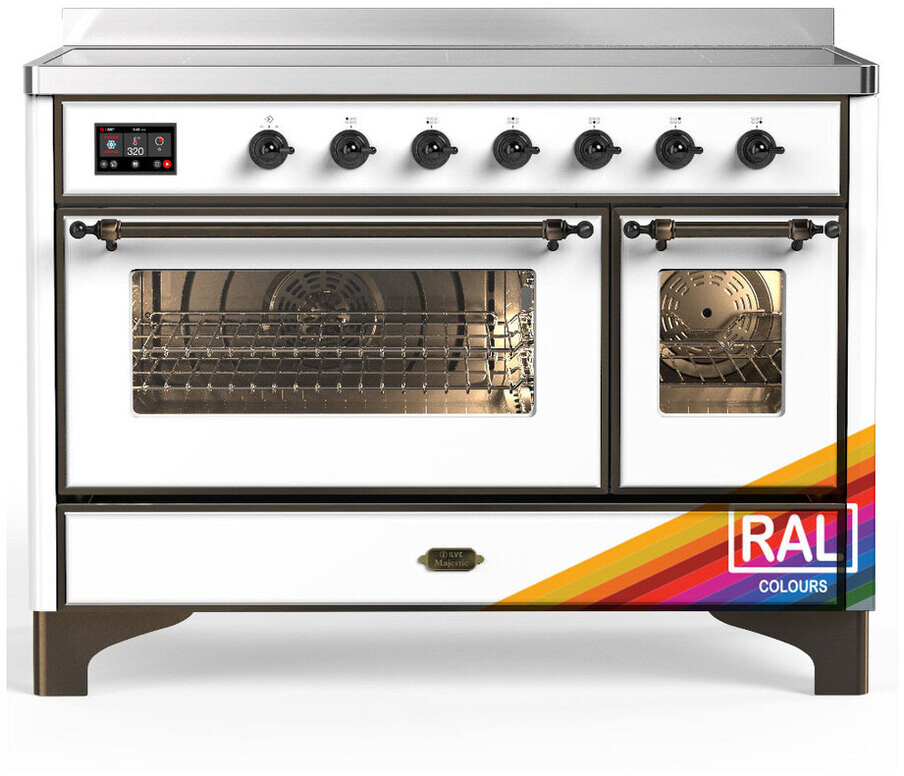 ILVE UMIB48NR3RAB Majestic III 48 inch Induction Range with 6 Elements, 5.02 cu. ft. Total Dual Oven Capacity (Triple Glass Door, RAL, Burnished)