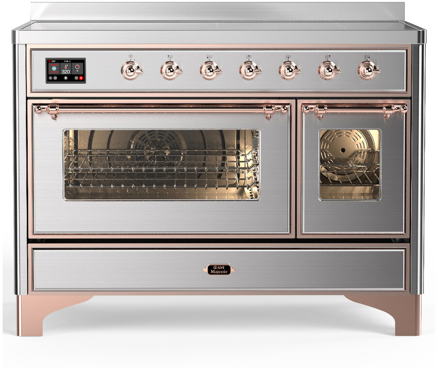 ILVE UMIB48NR3SSP Majestic III 48 inch Induction Range with 6 Elements, 5.02 cu. ft. Total Dual Oven Capacity (Triple Glass Door, Stainless Steel, Copper)