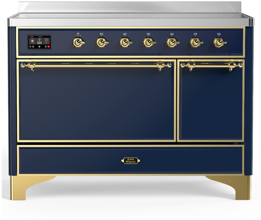 ILVE UMIB48QNR3MGB Majestic III 48 inch Induction Range with 6 Elements, 5.02 cu. ft. Total Dual Oven Capacity (Solid Door, Graphite Matte, Burnished)