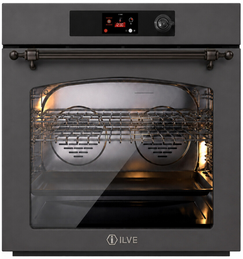 ILVE UOV30NTPYMGB Nostalgie II 30 inch Pyrolytic Single Wall Oven with 4.4 cu. ft. Capacity (Graphite Matte, Burnished)