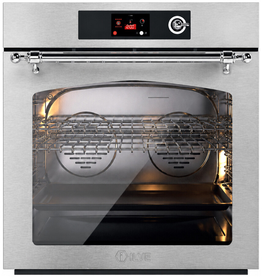 ILVE UOV30NTPYSSC Nostalgie II 30 inch Pyrolytic Single Wall Oven with 4.4 cu. ft. Capacity (Stainless Steel, Chrome)