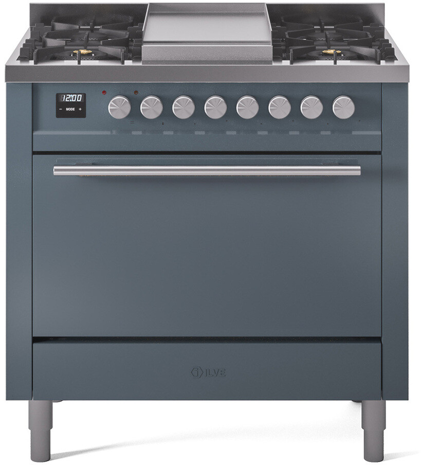 Ilve UP36FQMPBGLP 36 Inch Dual Fuel Liquid Propane Freestanding Range - 25,000 Btu Burner, Dual Ovens, Black Brass Finish
