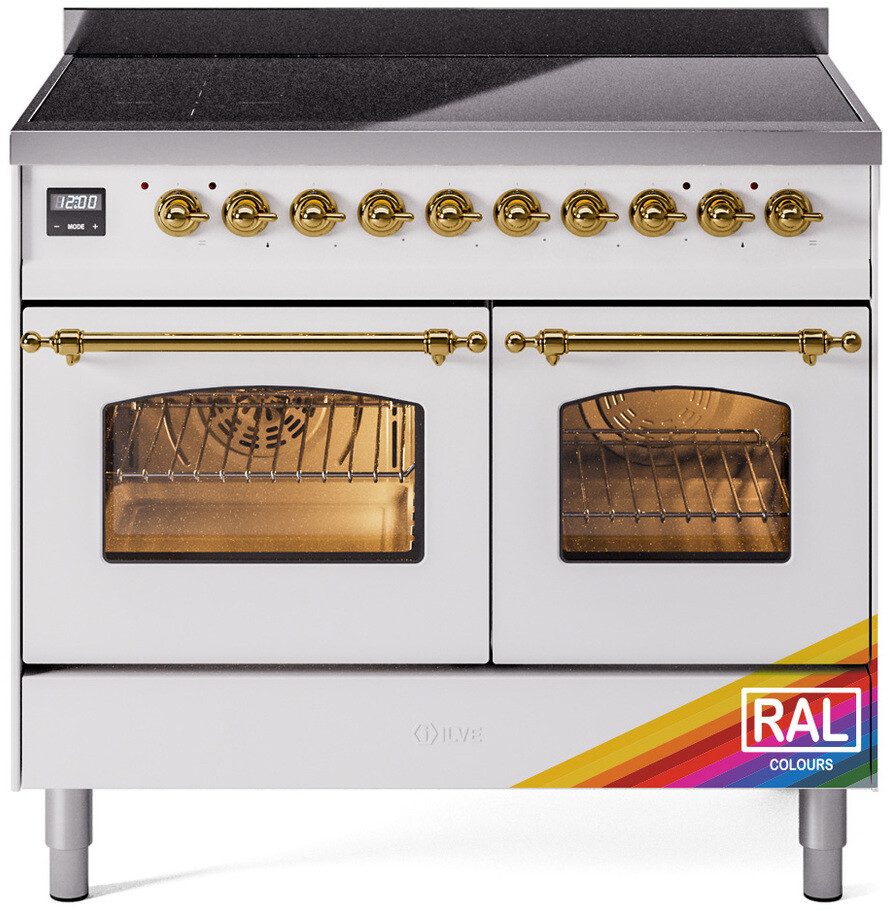 ILVE UPDI406NMPRAG Nostalgie II 40 inch Induction Range with 6 Elements, 4.3 cu. ft. Total Dual Oven Capacity (Triple Glass Door, RAL, Brass)