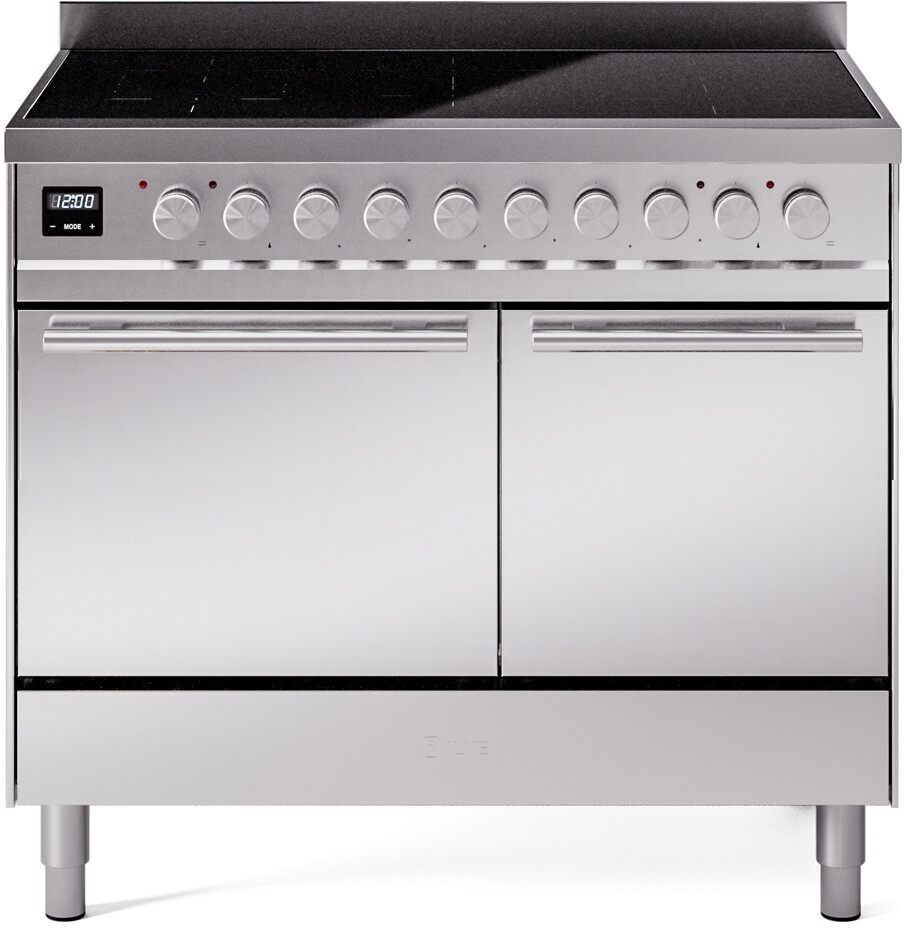 Ilve UPDI406QMPSS 40 Inch Electric Freestanding Range In Stainless Steel With Trim - Induction, Residual Heat Indicator, Triple Glass Cool Door