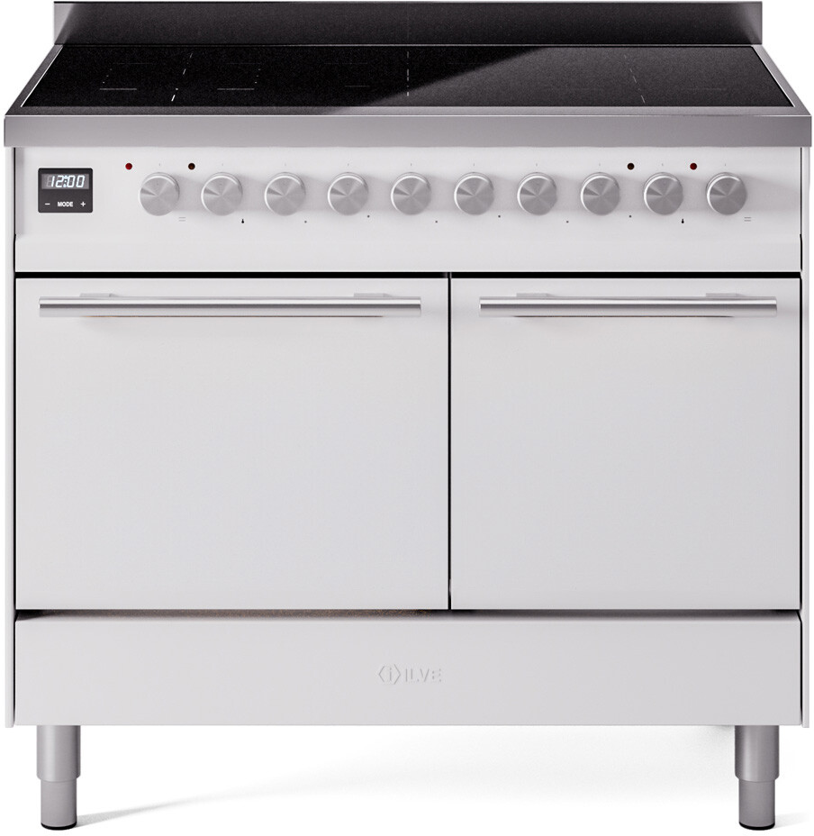 Ilve UPDI406QMPWH 40 Inch Electric Freestanding Range - White, Induction, Zone Booster, Easy Clean Oven, Triple Glass Door