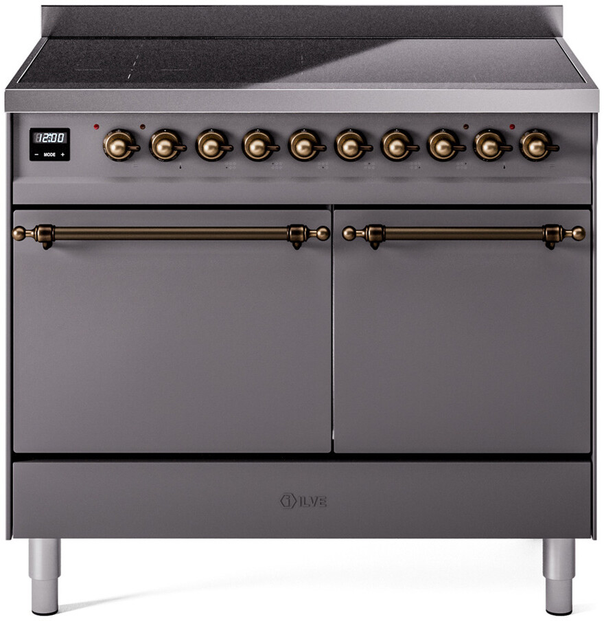 ILVE UPDI406QNMPMGB Nostalgie II 40 inch Induction Range with 6 Elements, 4.3 cu. ft. Total Dual Oven Capacity (Solid Door, Graphite Matte, Burnished)