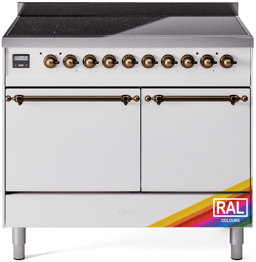 ILVE UPDI406QNMPRAB Nostalgie II 40 inch Induction Range with 6 Elements, 4.3 cu. ft. Total Dual Oven Capacity (Solid Door, RAL, Burnished)
