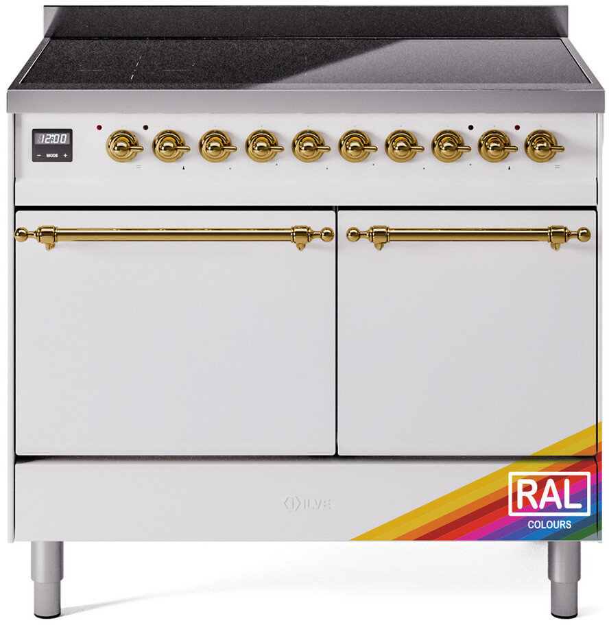 ILVE UPDI406QNMPRAG Nostalgie II 40 inch Induction Range with 6 Elements, 4.3 cu. ft. Total Dual Oven Capacity (Solid Door, RAL, Brass)