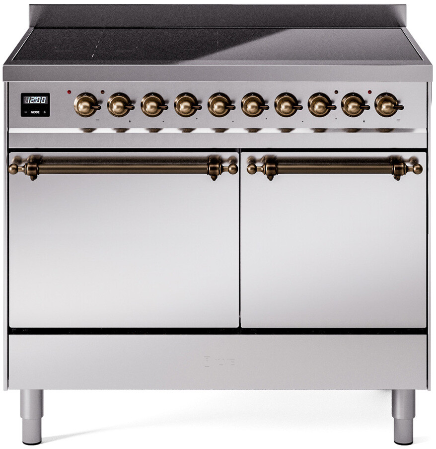 ILVE UPDI406QNMPSSB Nostalgie II 40 inch Induction Range with 6 Elements, 4.3 cu. ft. Total Dual Oven Capacity (Solid Door, Stainless Steel, Burnished)